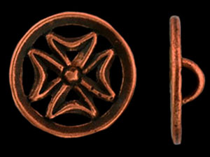 Cross Pattée Button 17mm : Antique Copper