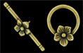 Flower Toggle Set : Antique Brass