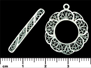 Filigree Flower Toggle Set : Antique Silver