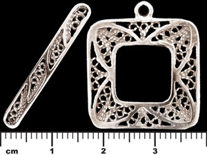 Filigree Square Toggle Set : Antique Silver