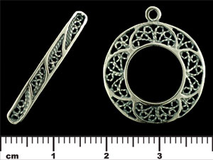 Filigree Round Toggle Set : Antique Silver