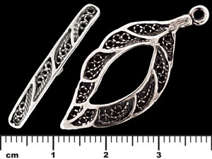 Filigree Leaf Toggle Set : Antique Silver