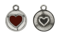 Heart pendant �1.9mm Silver Antique 136 - Cherry Red CO