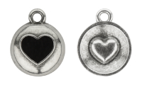 Heart pendant �1.9mm Silver Antique Black Diamont Tr