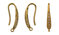 Brass hook for earring with ring Gold 24K