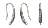 Brass hook for earring with ring Silver Antique
