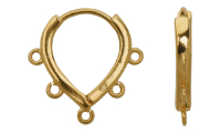 Brass earring hoop clip with 5 rings Gold 24K