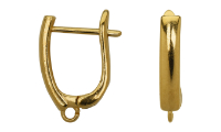 Brass earring hoop clip with ring Gold 24K