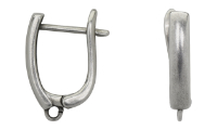 Brass earring hoop clip with ring Silver Antique