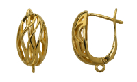 Brass hook for earring clip with ring Gold 24K