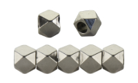 Brass polyhedral bead 3.0x3.0 �1.8mm Silver Antique