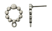 Earring with hoop and titanium pin Silver Antique