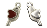 Bird pendant for �2 mm Silver Antique 136 - Cherry Red CO