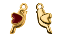 Bird pendant for �2 mm Gold 24K 136 - Cherry Red CO