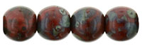 Round Beads 4mm (loose) : Opaque Red - Picasso