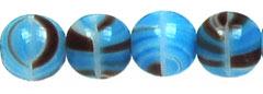 Round Beads 6mm (loose) : Blue/White/Brown Swirl