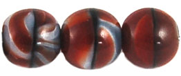 Round Beads 8mm (loose) : Striped Red/Black/Brown
