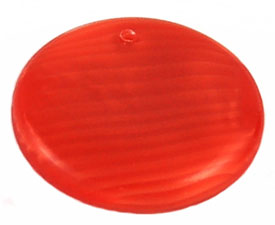 Pendant Coin (loose) : Lt Red Opaque Striped