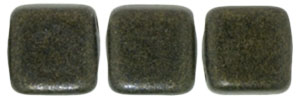 CzechMates Tile Bead 6mm (loose) : Metallic Suede - Dk Green