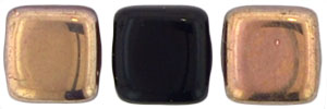 CzechMates Tile Bead 6mm (loose) : 1/2 Coated Apollo - Jet