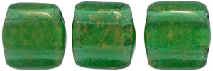 CzechMates Tile Bead 6mm (loose) : Gold Marbled - Green Emerald