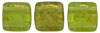 CzechMates Tile Bead 6mm (loose) : Gold Marbled - Olivine