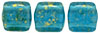 CzechMates Tile Bead 6mm (loose) : Gold Marbled - Capri Blue