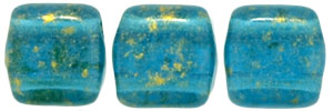 CzechMates Tile Bead 6mm (loose) : Gold Marbled - Capri Blue