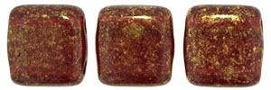 CzechMates Tile Bead 6mm (loose) : Gold Marbled - Ruby