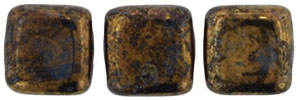 CzechMates Tile Bead 6mm (loose) : Jet - Bronze Picasso