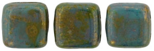 CzechMates Tile Bead 6mm (loose) : Luster - Transparent Gold/Turquoise