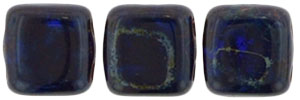 CzechMates Tile Bead 6mm (loose) : Cobalt - Picasso