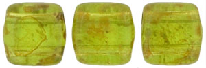 CzechMates Tile Bead 6mm (loose) : Olivine - Picasso