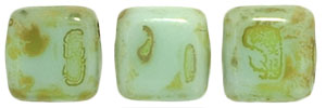 CzechMates Tile Bead 6mm (loose) : Opaque Pale Turquoise - Picasso