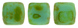 CzechMates Tile Bead 6mm (loose) : Turquoise - Picasso