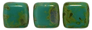 CzechMates Tile Bead 6mm (loose) : Persian Turquoise - Picasso