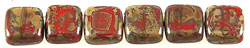 CzechMates Tile Bead 6mm (loose) : Opaque Red - Picasso