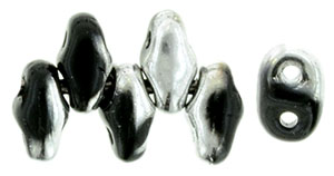 MiniDuo 4 x 2.5mm (loose) : Jet - Silver 1/2 Coat