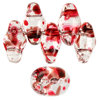 SuperDuo 5 x 2mm (loose) : Confetti Splash - Red Pink