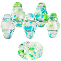 SuperDuo 5 x 2mm (loose) : Confetti Splash - Blue Green