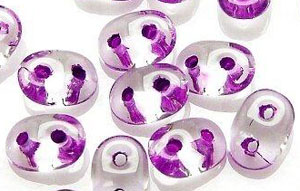 SuperDuo 5 x 2mm (loose) : Crystal - Purple-Lined