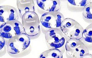 SuperDuo 5 x 2mm (loose) : Crystal - Blue-Lined