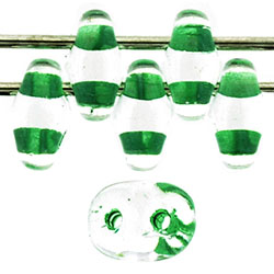 SuperDuo 5 x 2mm (loose) : Crystal - Green-Lined