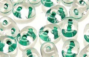 SuperDuo 5 x 2mm (loose) : Crystal - Green-Lined
