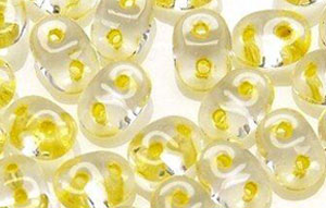 SuperDuo 5 x 2mm (loose) : Crystal - Yellow-Lined