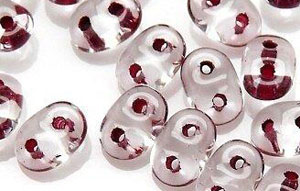 SuperDuo 5 x 2mm (loose) : Crystal - Garnet-Lined