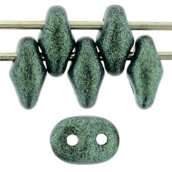 SuperDuo 5 x 2mm (loose) : Metallic Suede - Lt Green