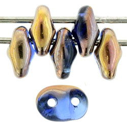 SuperDuo 5 x 2mm (loose) : Sapphire - Capri Gold