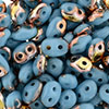 SuperDuo 5 x 2mm (loose) : Blue Turquoise - Capri Gold