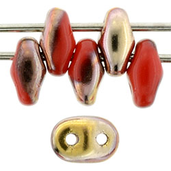 SuperDuo 5 x 2mm (loose) : Opaque Red - Capri Gold